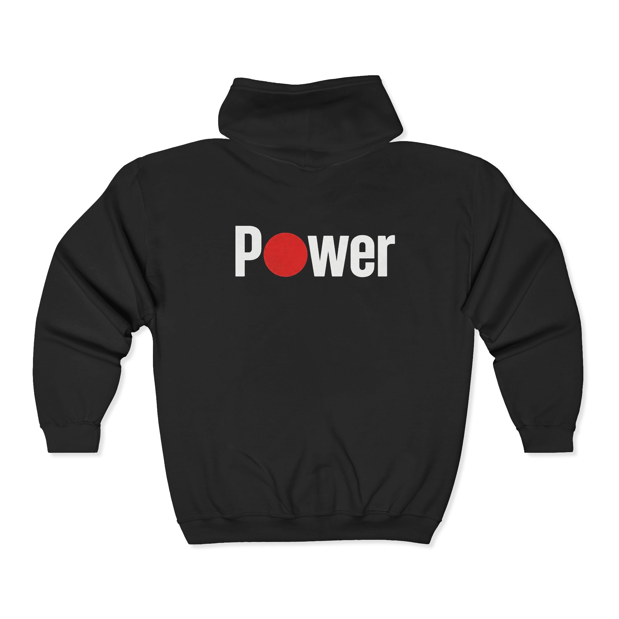 Power zip hoodie | Full Zip Hoodie, Minimal Retro Logo, Black