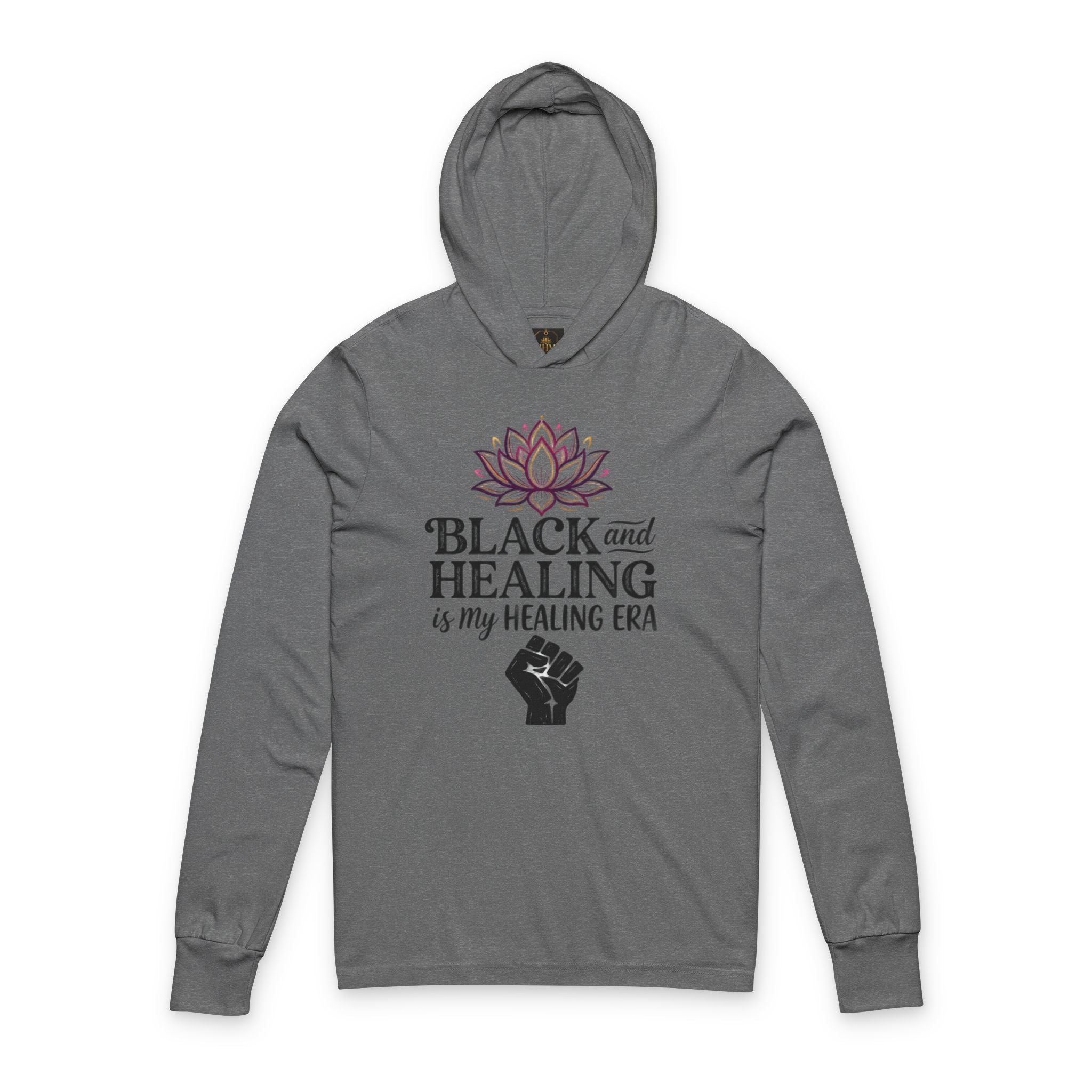 Black and Healing Merch Unisex Hooded Long Sleeve Tee