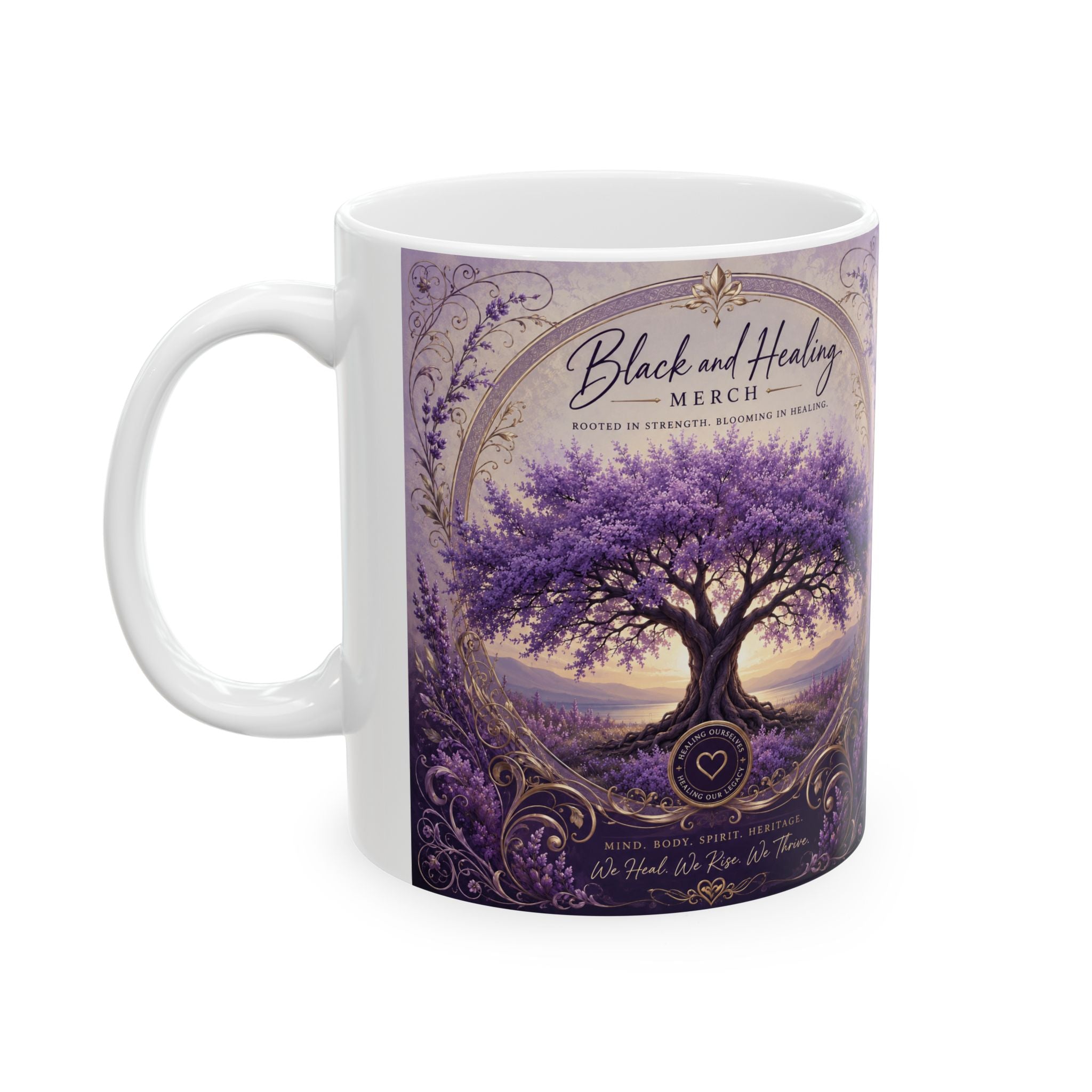 Black and Healing Ceramic Mug, (11oz, 15oz)