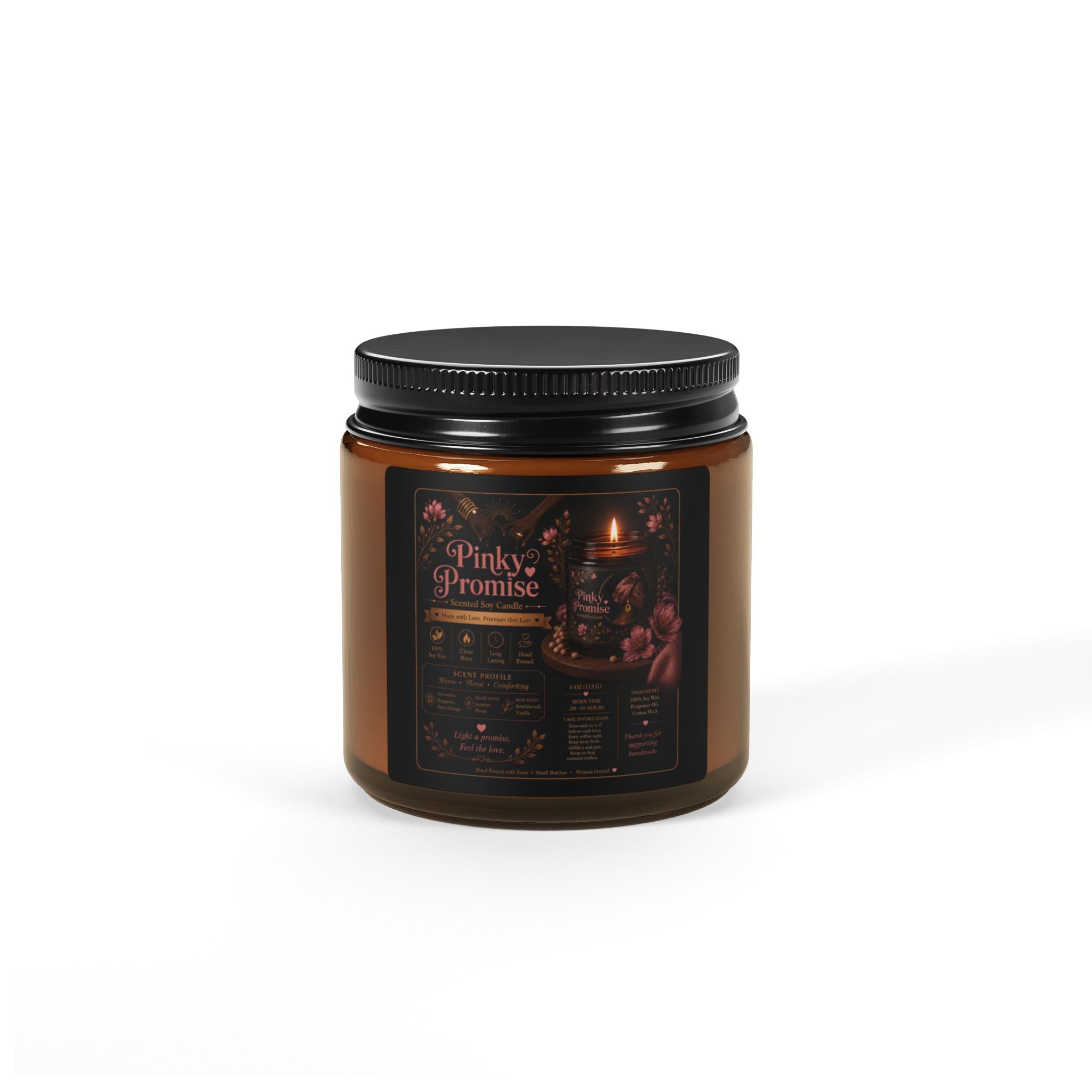 Pinky Promise Scented Soy Candle (Multi-Size, Amber Jar)