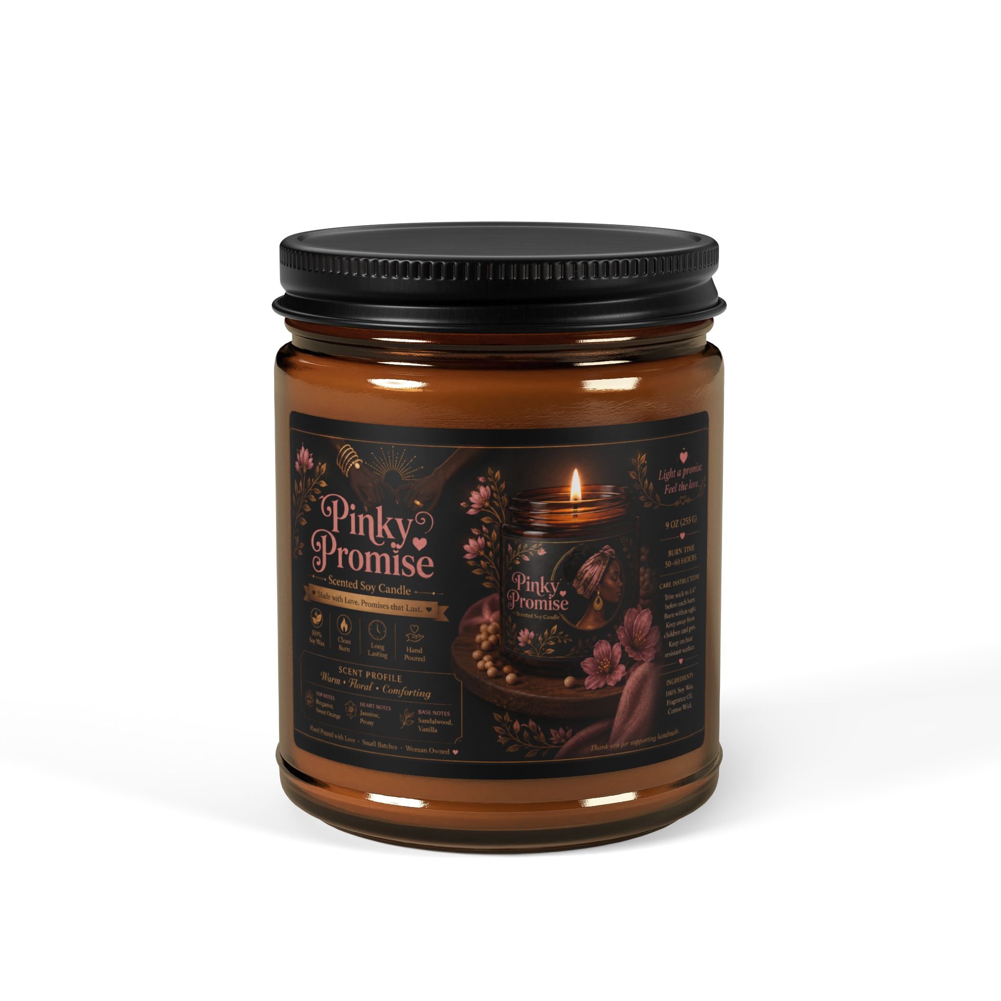 Pinky Promise Scented Soy Candle (Multi-Size, Amber Jar)
