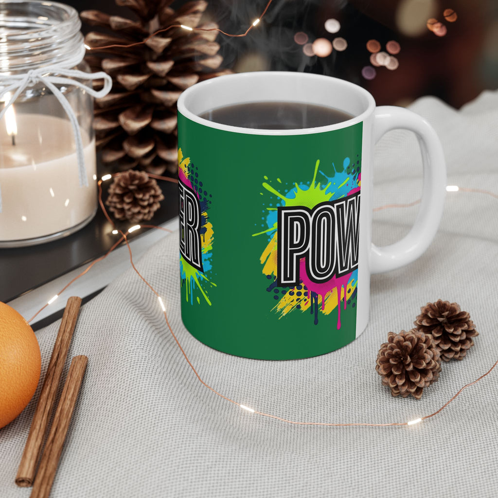 POWER paint splash mug | Ceramic coffee cup, colorful retro typography