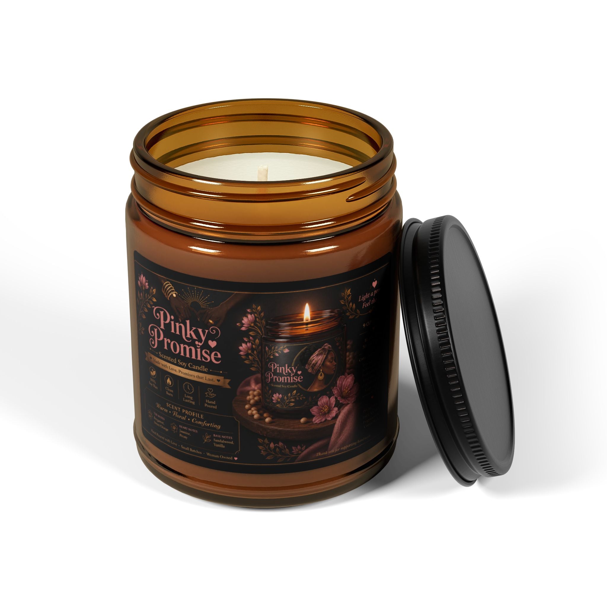 Pinky Promise Scented Soy Candle (Multi-Size, Amber Jar)