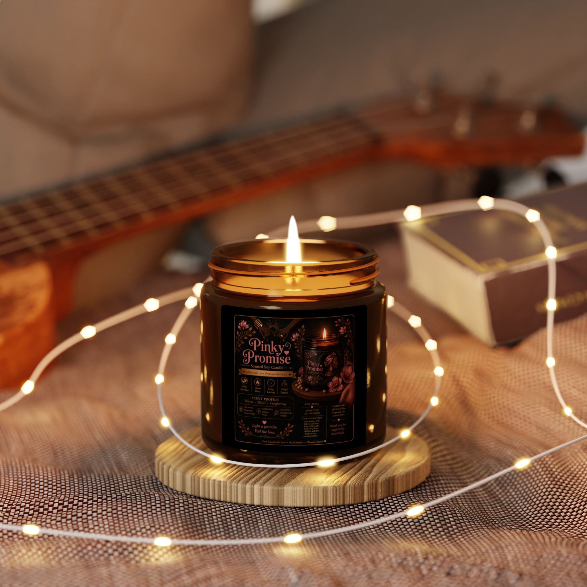 Pinky Promise Scented Soy Candle (Multi-Size, Amber Jar)