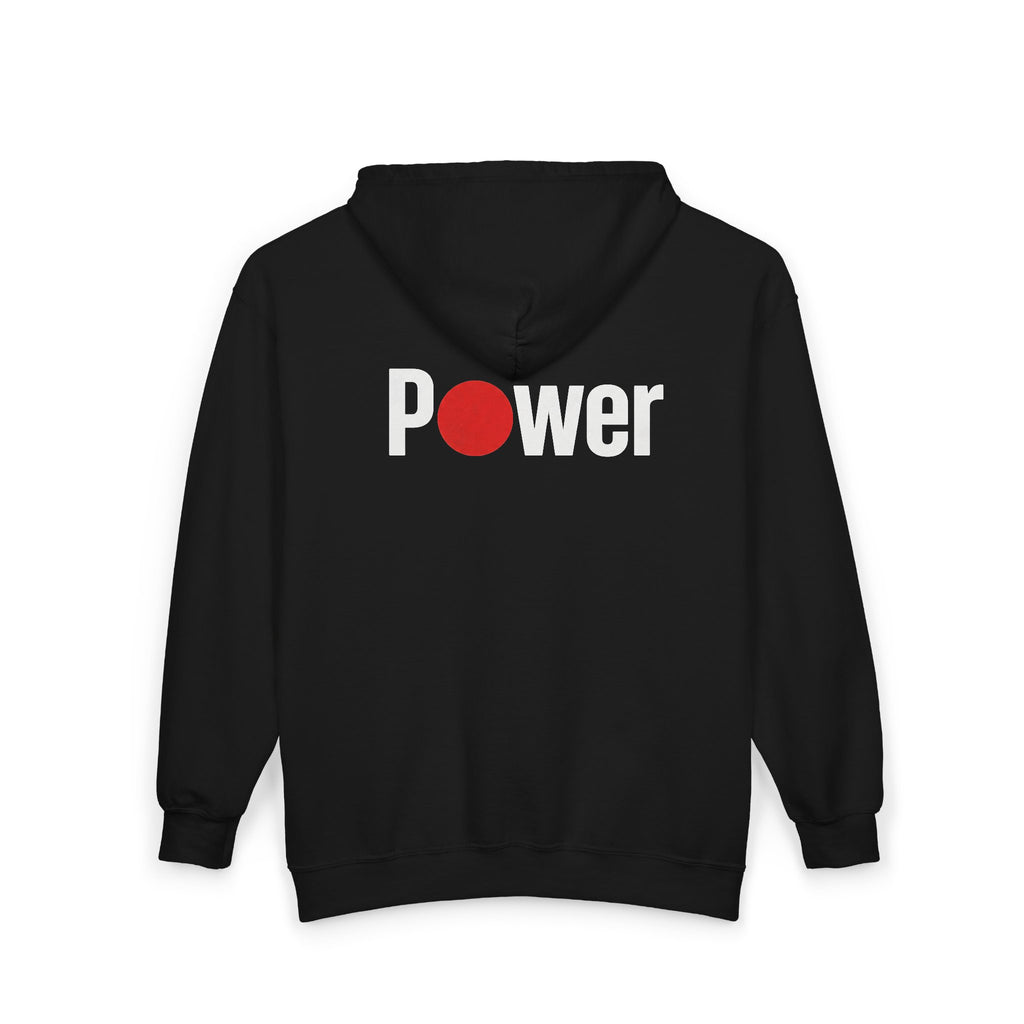 Power zip hoodie | Full Zip Hoodie, Minimal Retro Logo, Black