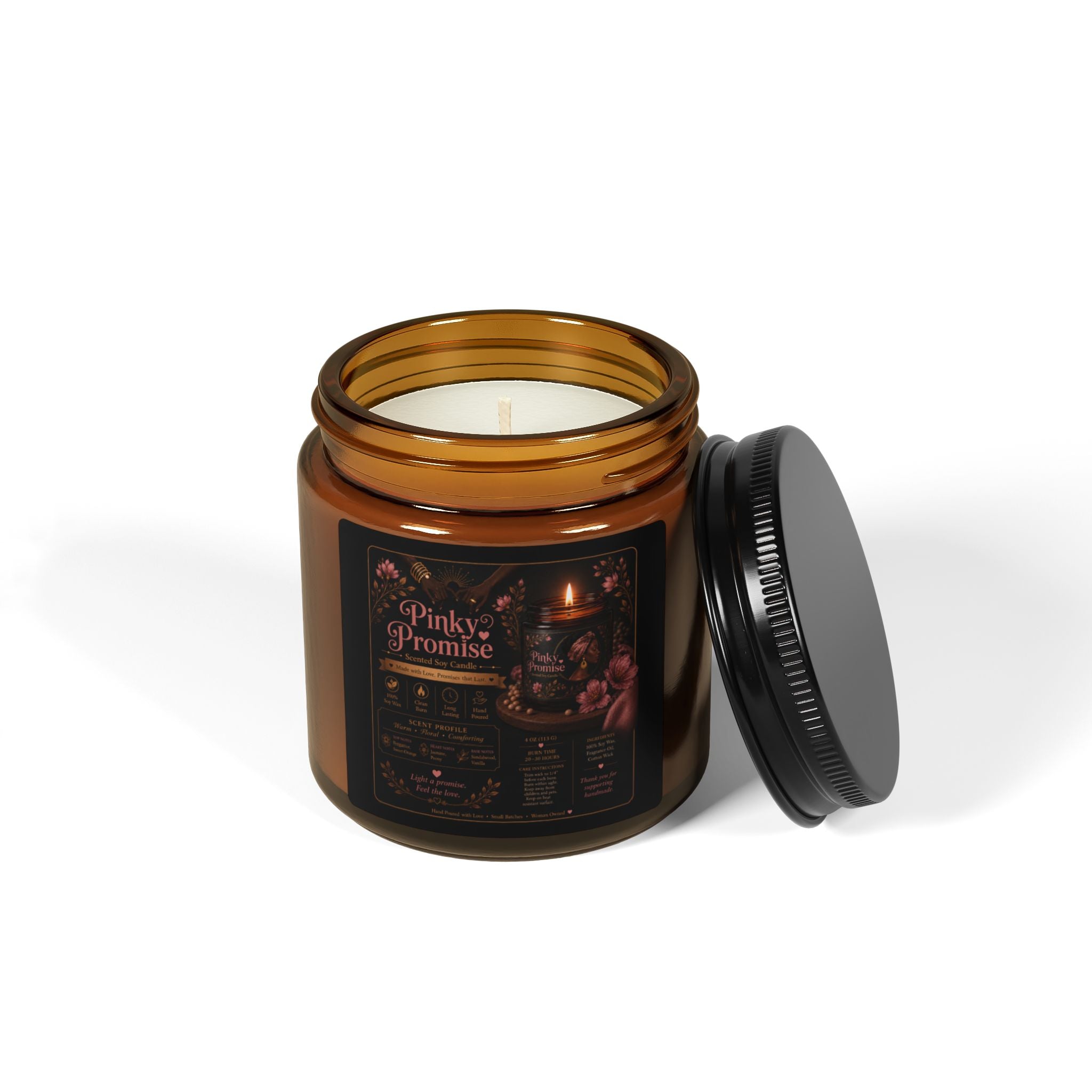 Pinky Promise Scented Soy Candle (Multi-Size, Amber Jar)