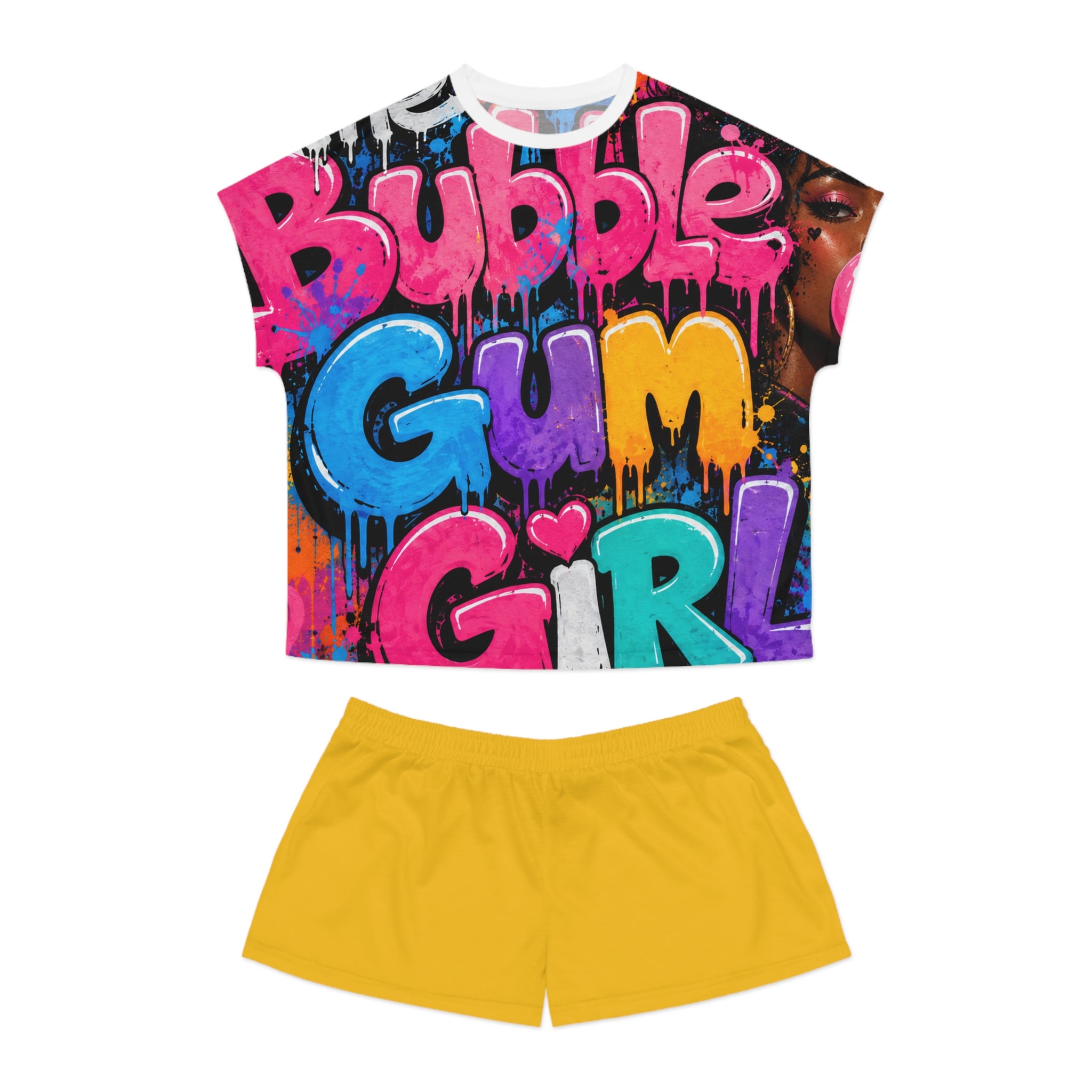 The Bubble Gum Girl Pajama Short Set