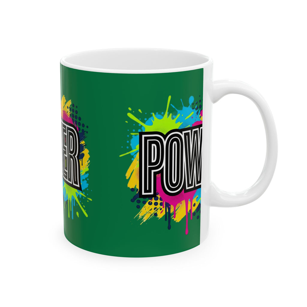 POWER paint splash mug | Ceramic coffee cup, colorful retro typography