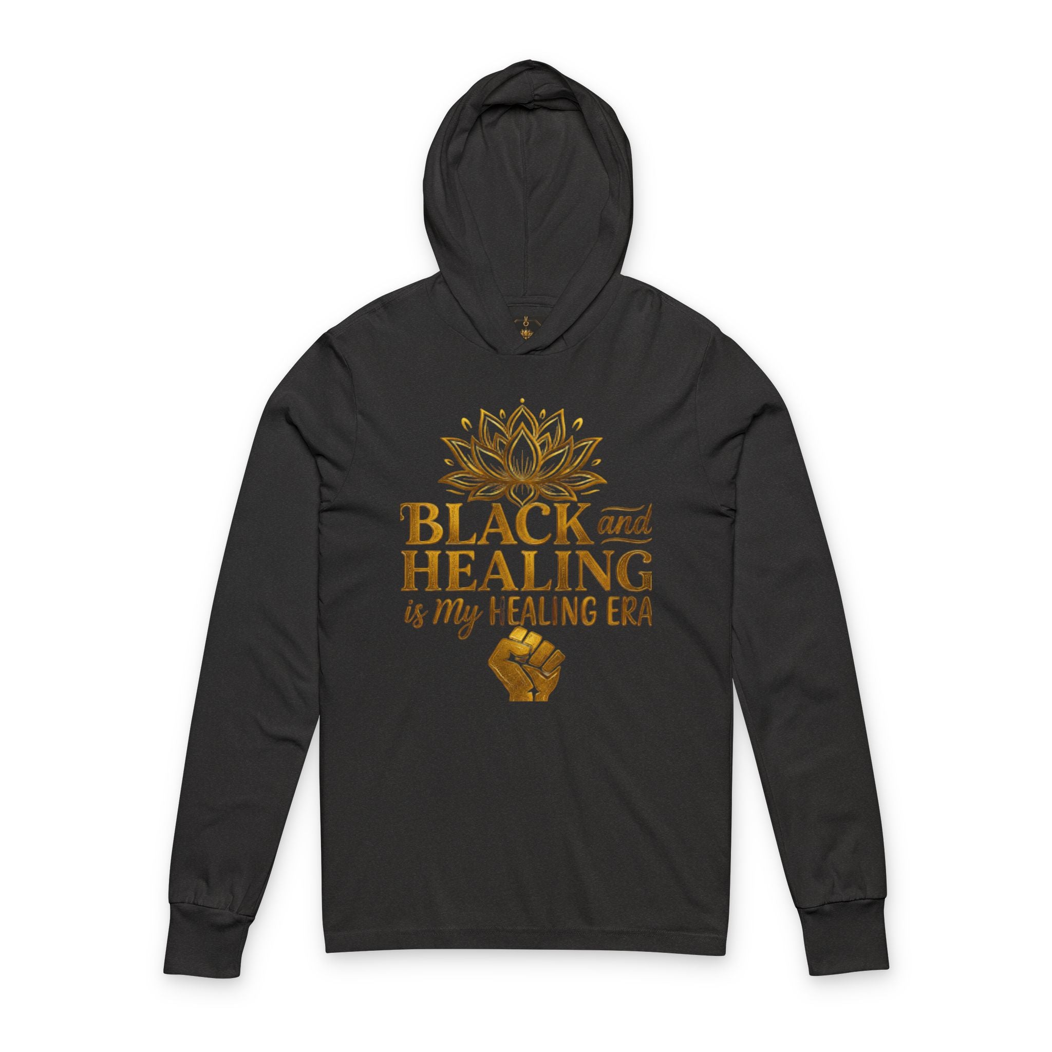 Black and Healing Merch Unisex Hooded Long Sleeve Tee