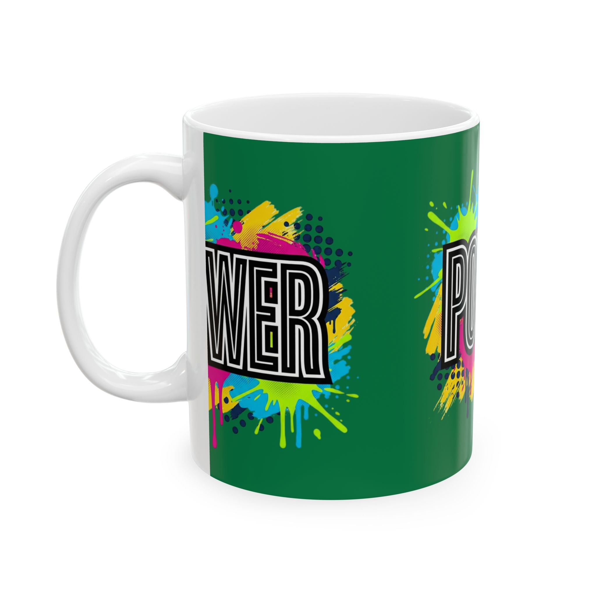 POWER paint splash mug | Ceramic coffee cup, colorful retro typography