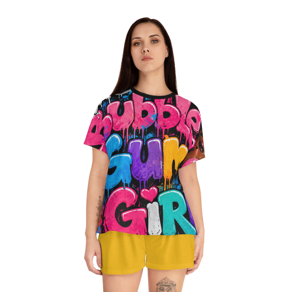 The Bubble Gum Girl Pajama Short Set