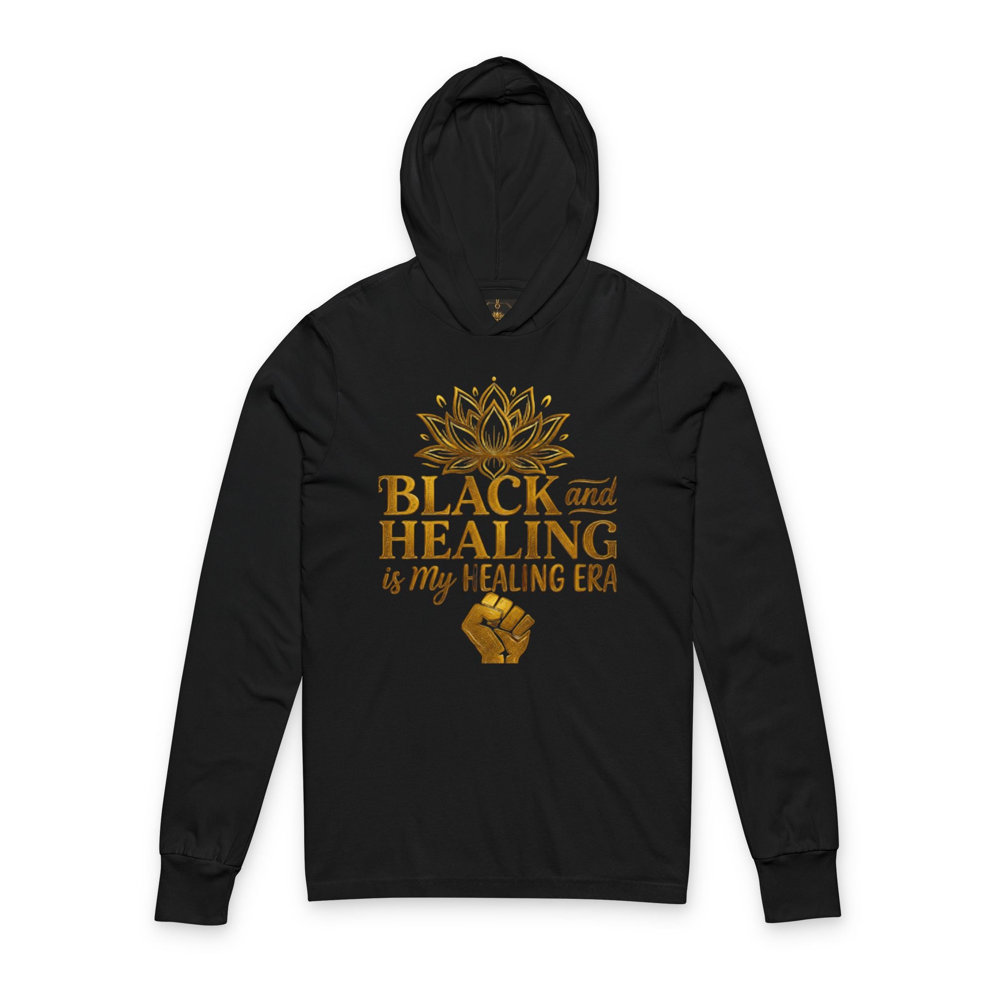 Black and Healing Merch Unisex Hooded Long Sleeve Tee