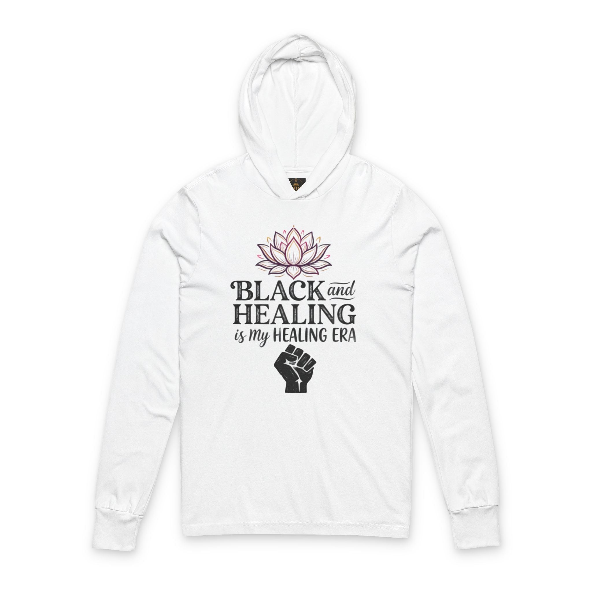 Black and Healing Merch Unisex Hooded Long Sleeve Tee