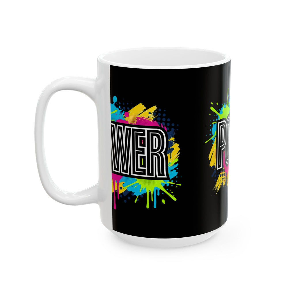 POWER paint splash mug | Ceramic coffee cup, colorful retro typography